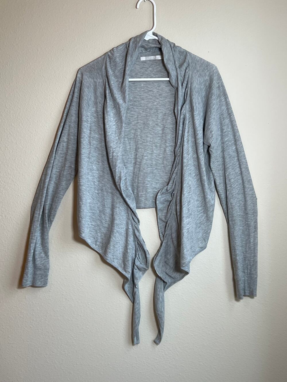 Athleta Heathered Gray Studio Draped Wrap Cardigan Large
